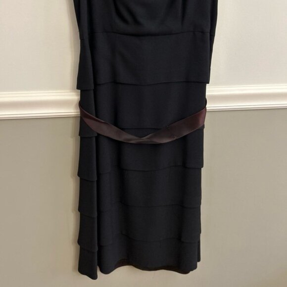 Andrea A. 1960’s Vintage Tiered Black Satin Ribbon Sleeveless Dress - Picture 3 of 12